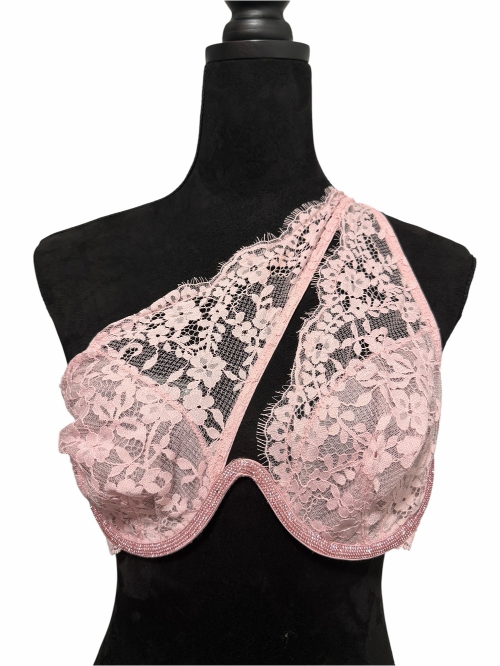 Victoria's Secret Twinkle Lace One-Shoulder Monowire Bra Pink